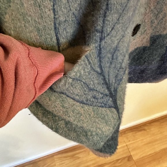 Yesno Cardigan Womens XL Oversized Wool Sweater Button Up V Neck Pockets Graphic - Picture 3 of 11